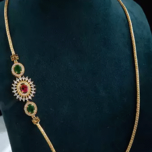 Ad studded gold plated thali chain